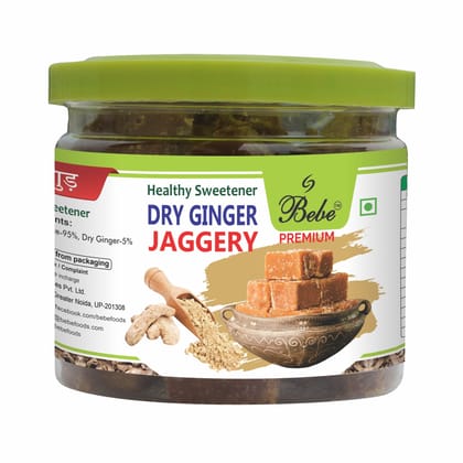 BEBE Premium Dry Ginger/Sonth Jaggery, Gur 400gm (200g X 2 Pcs)-200g / Dark Brown / Dryginger Jaggery