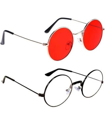 Elligator Multicolor Round Sunglasses ( Pack of 2 ) - Medium