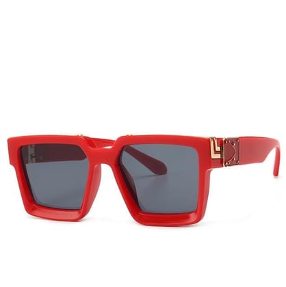 Luxury Classic Square Shape Sunglasses for Men-Red