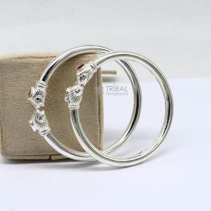 925 sterling silver handmade lion face design cultural trendy kada bracelet for men's and girl's, best delicate Light weight jewelry nsk675-PAIR