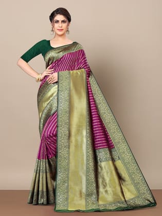 Ethnic Motifs Woven Design Zari  Banarasi Saree