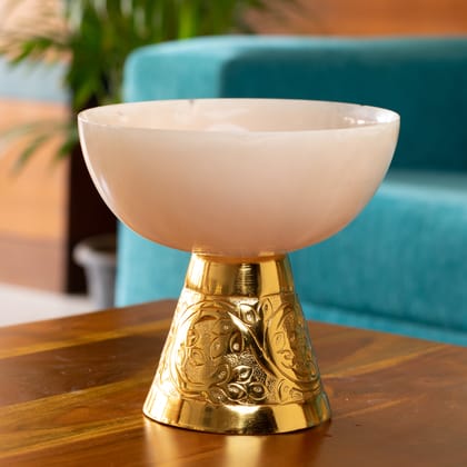 Luxurious White Vase with Golden Iron Base