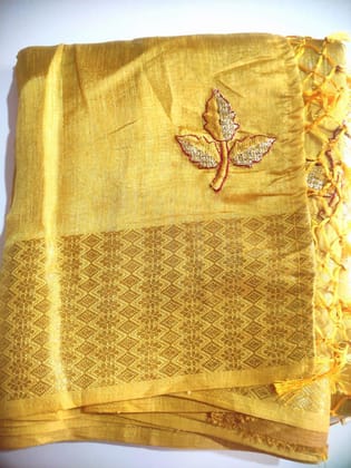 Ganpati saree collection Womens Ethentic Saree With Unstiched Blouse (06 meter) (Yellow) - Yellow