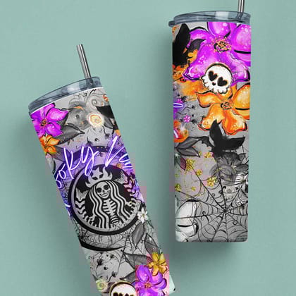 Spooky Vibes Starbucks Theme Coffee Metal Tumbler (600ml)