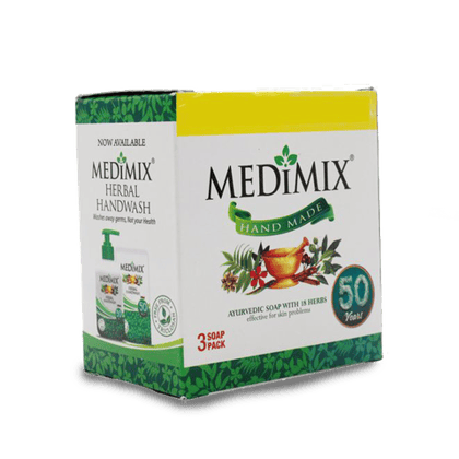 Medimix Ayurvedic Classic 18 Herbs Bathing Soap (Pack of 3), 375 gm Box
