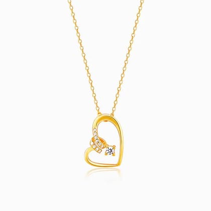 Golden Fireworks Heart Pendant with Link Chain