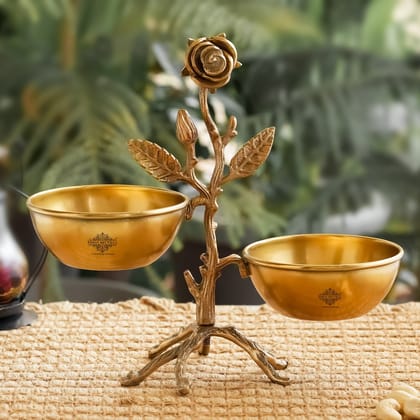 IndianArtVilla Pure Brass Handmade Decorative Dry Fruit Bowl with Tree Design, Gifting for Diwali/Decorations/Festivals