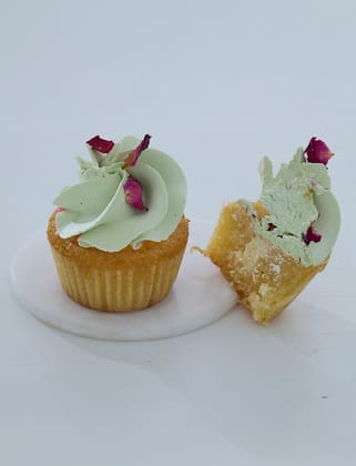 Mini Pistachio Rose Cupcake
