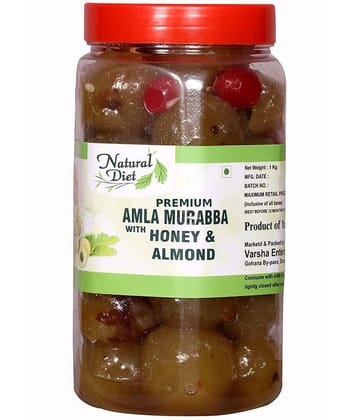 Natural Diet Premium Honey AMLA MURABBA with Almonds 1kg (The Orignal Love is Eating Grandma''s Food) Pickle 1 kg