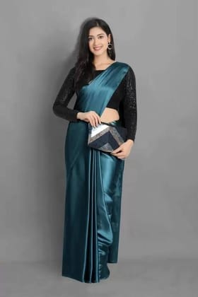 ANSH Womens Satin Solid Saree length (5.5m) & Blouse Piece Size (0.8m) (Multicolor)