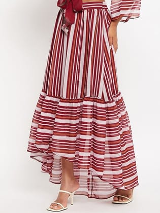 Striped Flared Maxi Skirt