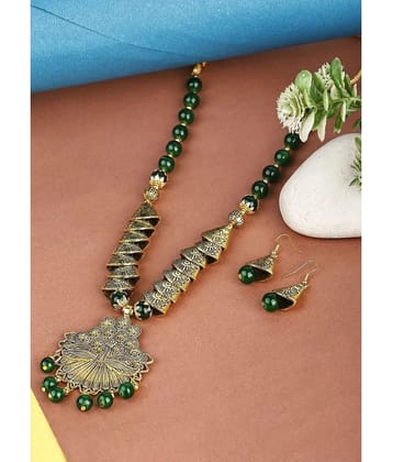 Sunhari Jewels Green Alloy Necklace Set ( Pack of 1 ) - Green