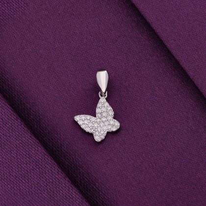 Crystal Butterfly Silver Pendant-White Stone / Silver