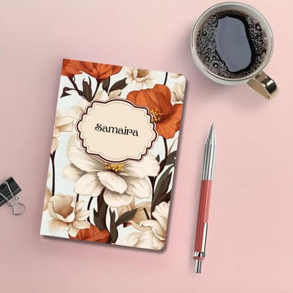 Personalised Notebook - A5 size - Floral Whisper-Soft Cover