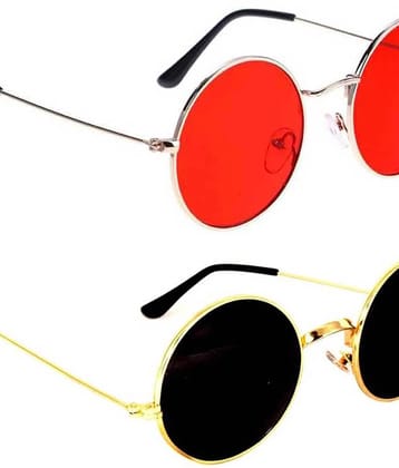 Elligator Gold Round Sunglasses ( Pack of 2 ) - Medium