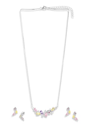 White Gold Chain and multi colour stones with droplets