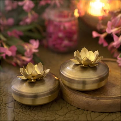 SUNEHERI TRINKET SMALL (Set of 2)-ANTIQUE & GOLD / BRASS / 2 TRINKET