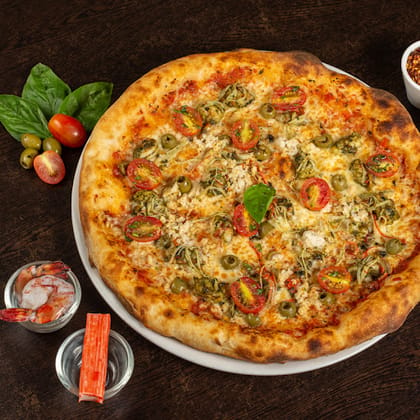 Pesto Prawns And Zucchini Pizza __ 9 Inches
