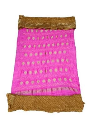 Pink & Chiku Color Pure Silk Bandhani Dress Material  by KalaSanskruti Retail Private Limited