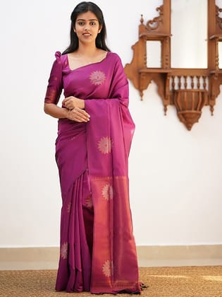 Floral Woven Design Zari Banarasi Saree