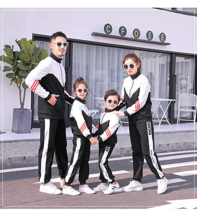 Parent-child Sportswear Mother-daughter Father-son Suit School Uniform-Light Grey / Boy 110cm