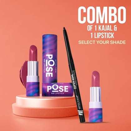 MyGlamm Super Kohl Long Stay Kajal + POSE HD Lipstick