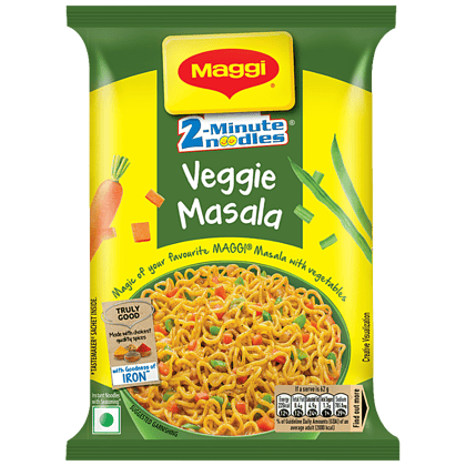 Maggi 2 Minute Instant Noodles, Veggie Masala, Made With Quality Spices, Rich In Fibre, 62 G Pouch