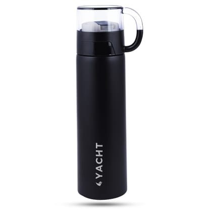 Yacht Vacuum Insulated Hot & Cold Double-Wall Thermosteel Bottle, Bliss, Black, 500 ml Flask