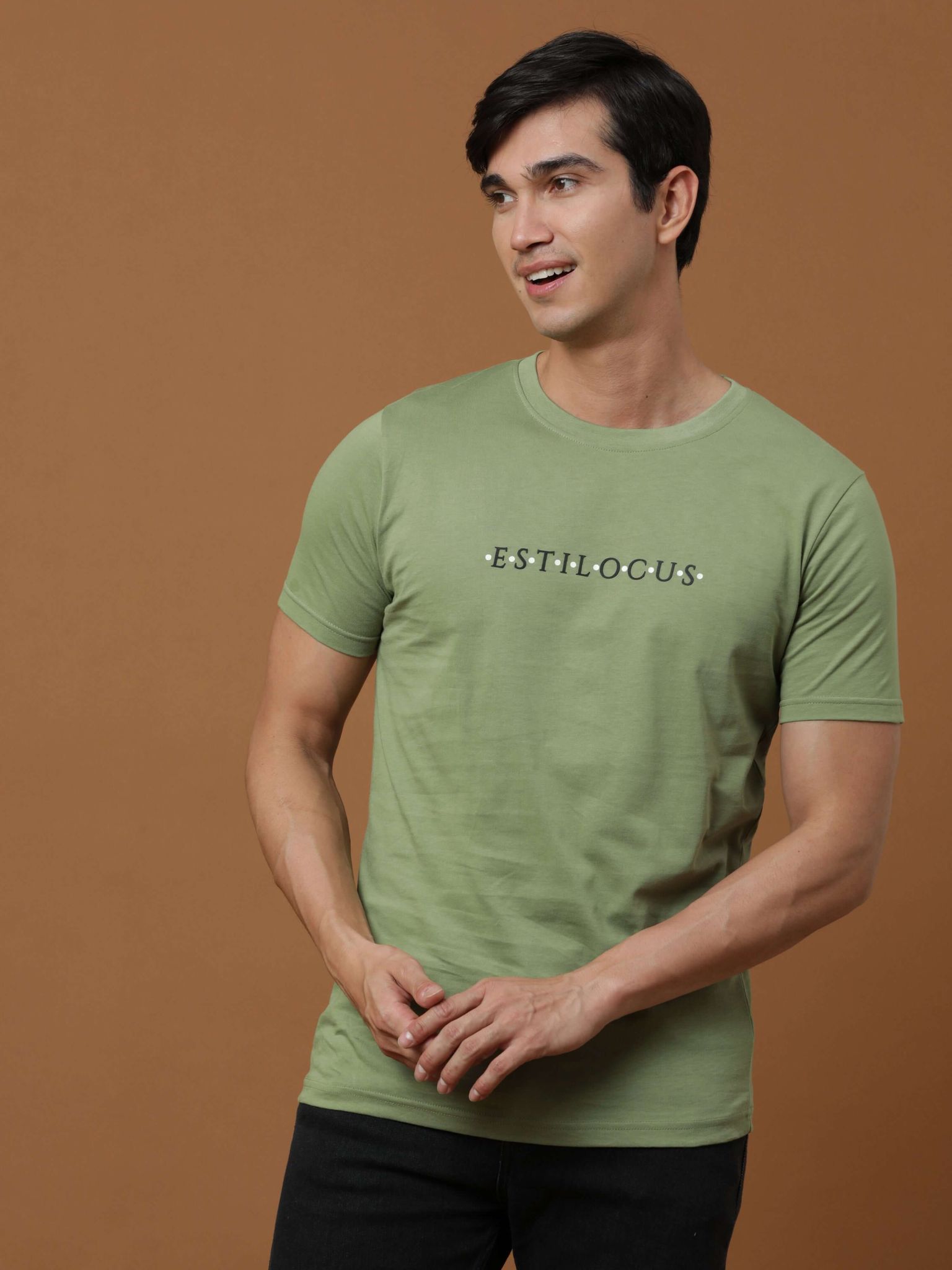 Green Luminescent Printed T Shirt-S