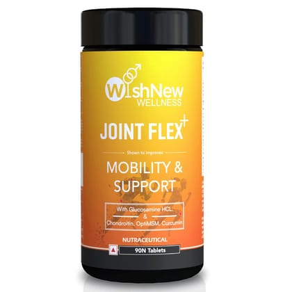 WishNew Wellness JOINT FLEX+ | Advanced Joint Support Formula with Glucosamine, Chondroitin & MSM | Enhances Mobility & Flexibility | 90 Tablets for Optimal Joint Health & Wellbeing