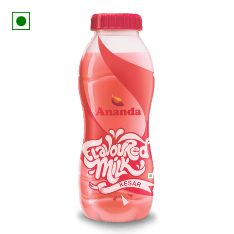 Ananda Flavoured Milk - Kesar, 180 ml Bottle
