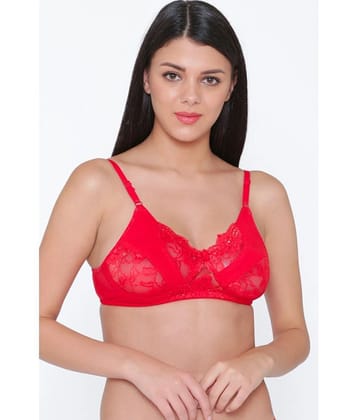 N-Gal - Red Cotton Blend Non Padded Womens Cupless Bra ( Pack of 1 ) - None