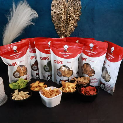 Healthy Master Baked Chips Combo (Ragi Chips, Quinoa Chips, Oats Chips, Palak Chips, Beetroot Chips, Jowar, Soya Chips), 100 gm Each - Pack of 7