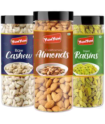 YUM YUM Premium Jumbo Almond 150 g Cashew 150 g & Raisins 150 g 450 g Dry Fruits Combo Pack