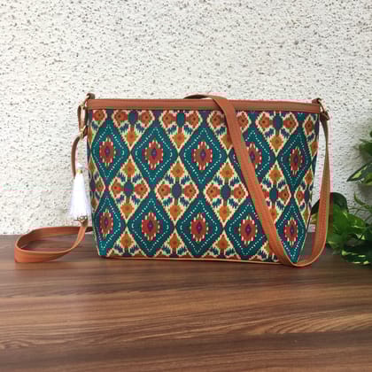 Minsk - 3 zip- Big size - Sling Bag - 4 Tone Firozi