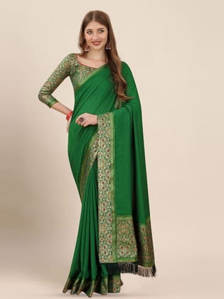 Woven Design Border Detail Zari Tissue Saree
