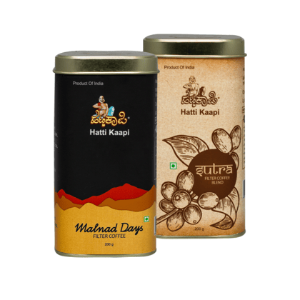 Hatti Kappi Malnad Days + Sutra, Medium to Dark Roast | 80:20 | Authentic South Indian Filter Coffee Combo, 400g