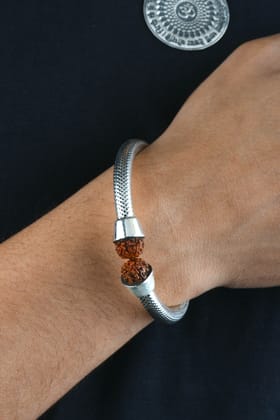 Adiyogi Shiva Silver Kada For Men