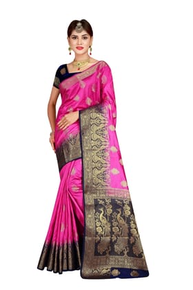 Narivastra Meera Border Pink Color Pure Banarasi Silk Saree