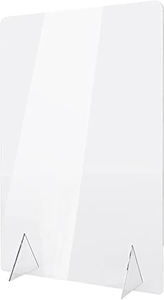 Whittlewud No Cutout Sneeze Guard for Counter and Desk, Freestanding Clear Acrylic Shield, plexiglass Shield Available Multiple Sizes & Thickness.-16INx30IN