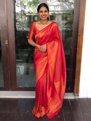 Woven Design Zari Silk Blend Banarasi Saree