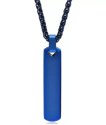 Fashion Frill Silver Chain For Men Stainless Steel Bar Pendant Blue Silver Chain Pendant For Men Boys Love Gifts Mens Jewellery - None