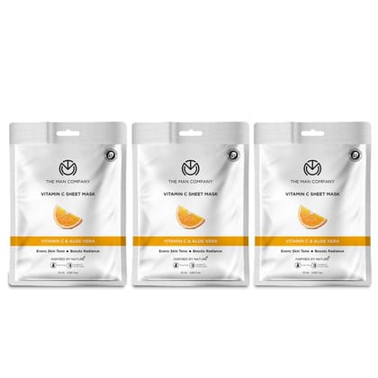 Vitamin C Sheet Mask | Vitamin C & Aloe Vera (Multi Packs) Pack of 3