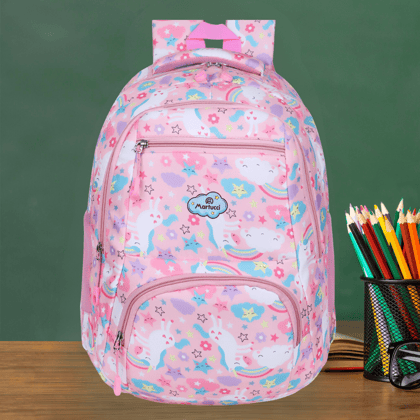 Martucci Unicorn 30L School Bag for Kids|College Backpack for Girls|Stylish Bag|Printed Trendy Bag (Pink)