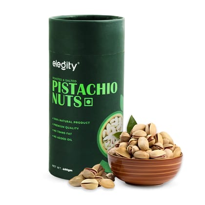 Elegity Salted Pistachios - Papertube|Namkeen Pista Dry Fruit Pistachios, 400 gm