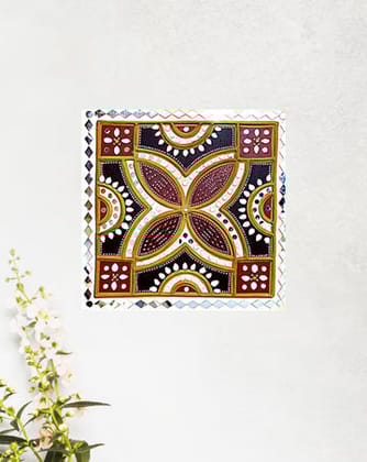 Lippan Kutchi Mud Decorative Wall Art, 12 Inch x 12 Inch