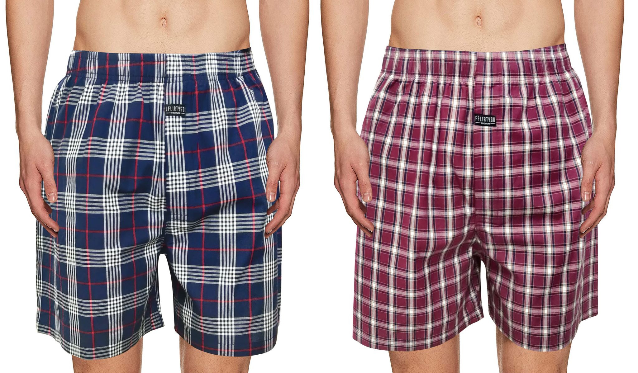 Premium Mens Boxer Combo Maroon & Blue-S