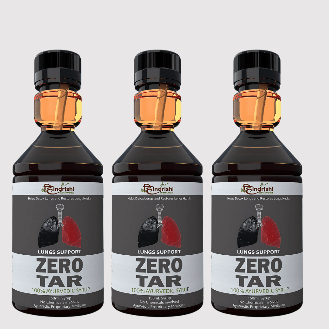Hindrishi Zero tar Syrup for Lungs and Respiratory Tract Detox (150 ml each bottle)-Zero Tar Syrup (Set of 3) 4 Weeks pack / Zero Tar Syrup (Set of 3) 4 Weeks pack