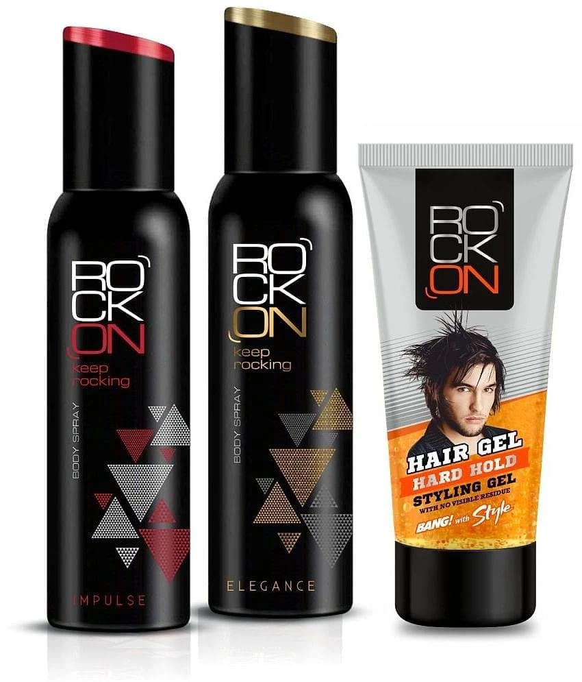 ROCK ON Impulse Body Spray 150 ml + Elegance Body Spray 150 ml + Hard Hold Styling Hair Gel 60g