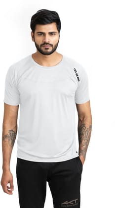 Solid Men Round Neck with Cool Rush Technology Men Solid Round Neck Polyester White T-Shirt